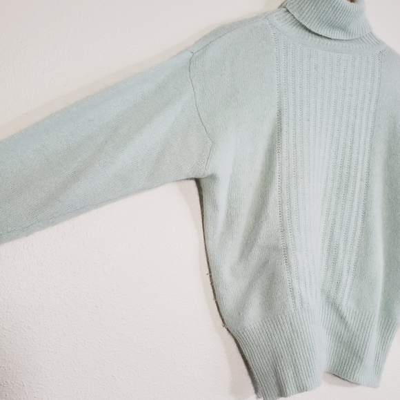 SOLD Vintage Lambswool Angora Turtleneck Sweater in Mint - Picture 4 of 7